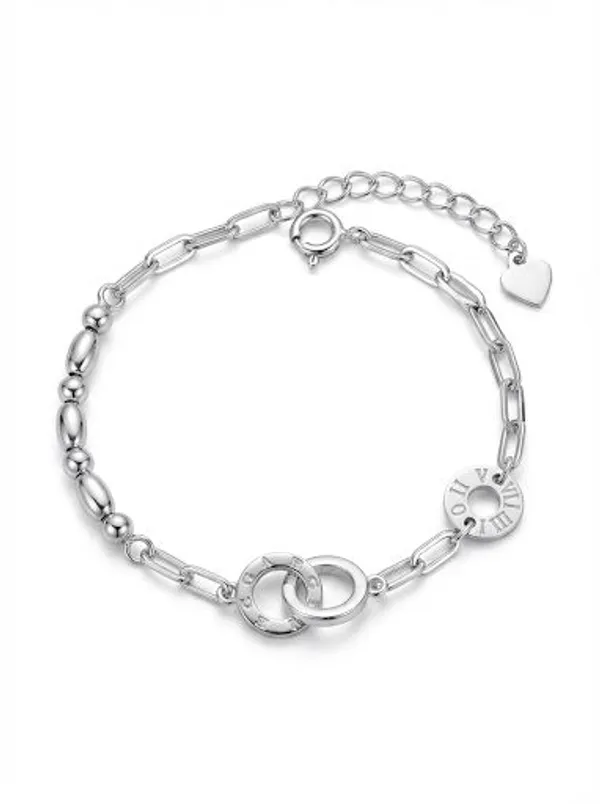 Silver_Tone_Interlocking_Ring_Chain_Adjustable_Bracelet_For_Women_925_Sterling_Silver